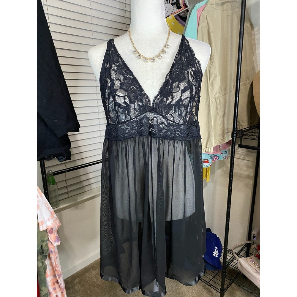 Shein size 2xl women black sexy lace babydoll 0723